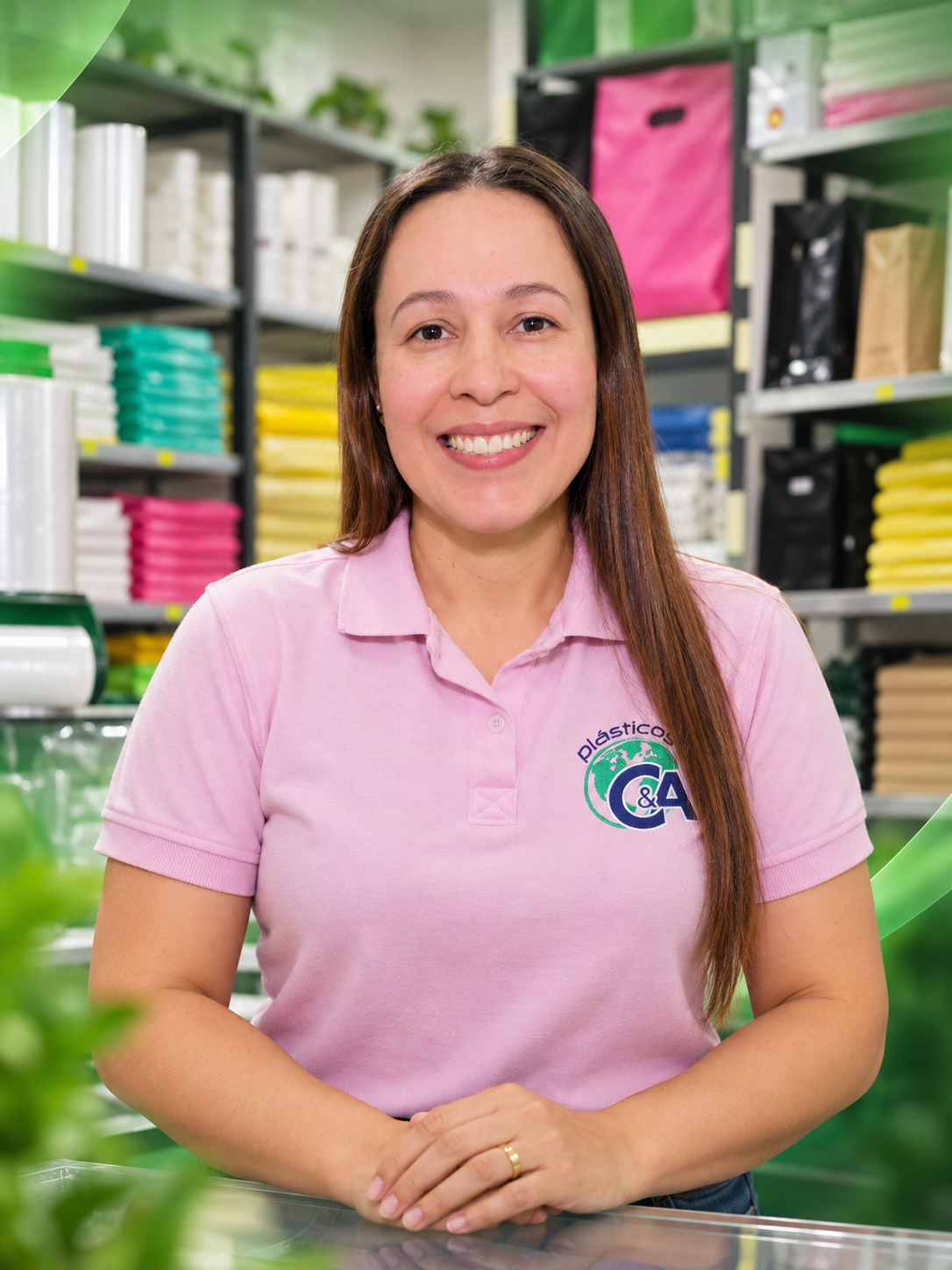 vendedora sonriente en tienda de plásticos (1)